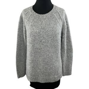AYMARA Gray Marled Knit Round Neck Baby Alpaca Wool Pullover Sweater Top M Peru